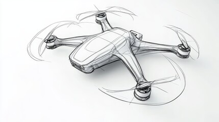 Sketch of a modern quadcopter drone on white background