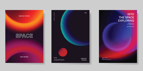Planet and galaxy Space card vector set. Solar system with galaxy planets, asteroids, jupiter, saturn, mars, moon, ring line solar. Cosmic design for flyer, brochure, background, poster, cover. 