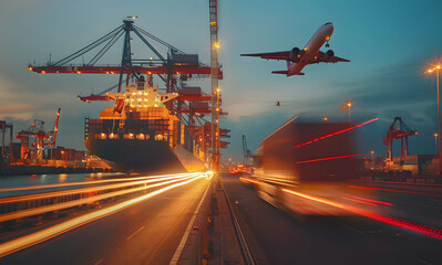 Fototapeta premium Freight transport import and export terminal