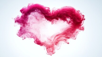 Pink Ink Swirls Forming a Heart Shape