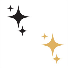 Gold and black  sparkle stars icon.  Set of golden and black  star icons in different style. Shiny twinkle  golden and black stars for decoration. vector illustration. EPS 10/AI