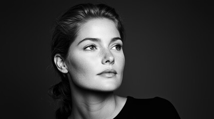 Women's History Month Concepts. Elegant portrait of a woman in black and white lighting.