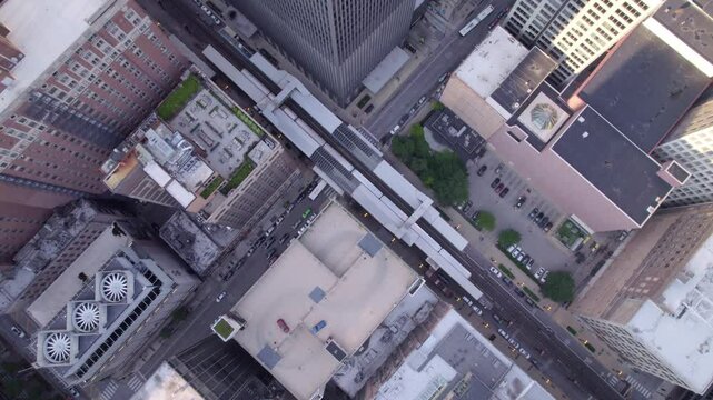 Explore the impressive architecture and vibrant city life of Chicago with captivating drone visuals.