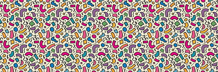  Seamless pattern with geometric shapes in the style. Multicolored vintage background with triangles, circles and squares for textile, fabric and Sudanese fabric art.