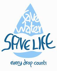 design for t-shirts. vector style. World Water Day theme. motivational phrase.
