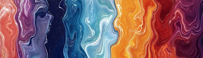 Obraz premium Jewel-tone tile patterns with an organic, fluid style, resembling water reflections, vivid and striking for commercial use