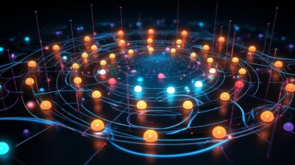 Abstract digital network with glowing nodes and connections