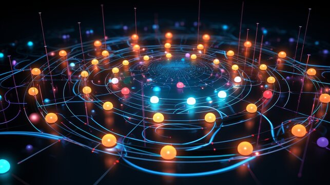 Abstract digital network with glowing nodes and connections