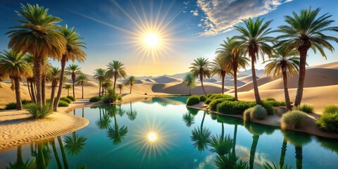 Obraz premium Desert Oasis Palm Trees Landscape Photography - Rule of Thirds Composition