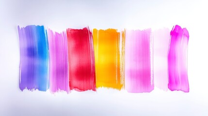 Naklejka premium Abstract Colorful Horizontal Brushstrokes Painting On White Background
