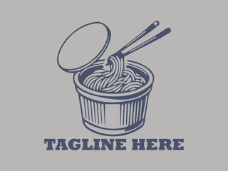 illustration of aluminum container with noodles asian food background logo vector. spicy asian noodle aluminum tray vector logo, suitable for rastauran themed logos and food logos