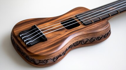 Obraz premium Hand-Carved Ukulele: A Masterpiece of Wood and Music