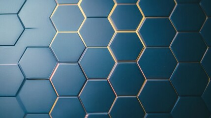Obraz premium Abstract Geometric Hexagon Pattern Background with Gold Accents