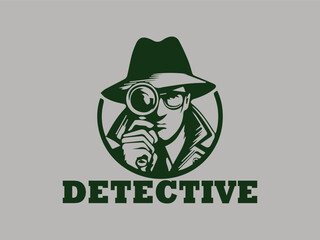 illustration spy detective vector logo isolated in background, spy detective agency vector logo