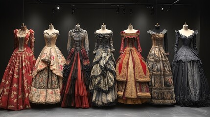 Fototapeta premium Elegant Vintage Dresses Display