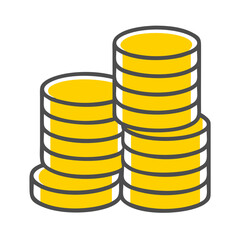 Stacked gold coins in a simple design, symbolizing wealth