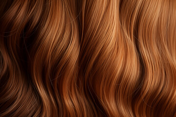Fototapeta premium Hair cascades gracefully in soft waves. Close-up brown hair. Hair texture background
