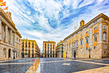 Naklejka premium Saint James's Square -Palace of the Generalitat of Catalonia,City Hall.