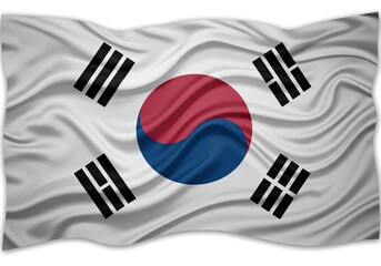 waving silk flag of south korea