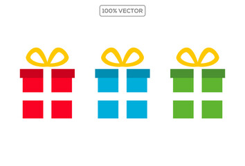 Present gift box icon. Vector isolated elements. Christmas gift icon illustration vector symbol