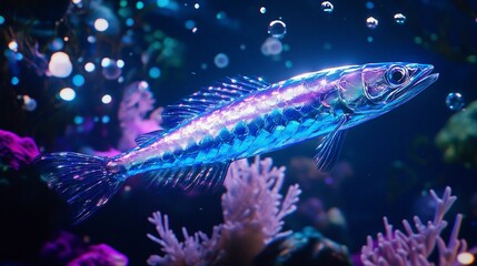 Iridescent Barracuda in Vibrant Underwater Scene