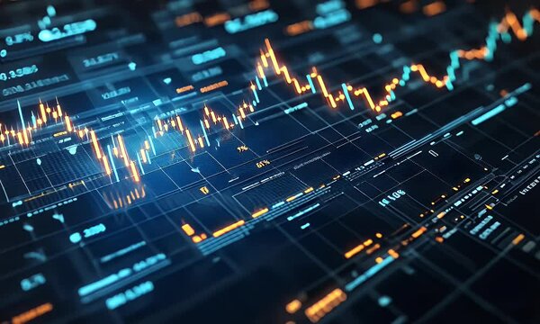 Digital stock market graph analysis screen