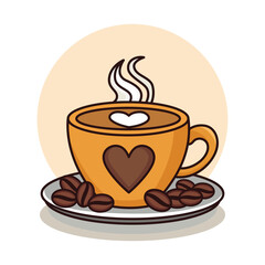 Cute Cartoon Coffee Beans and Foam Icon for Beverage Lovers Flat Vector Illustration