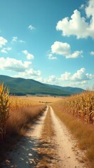 Naklejka premium Rustic Path Through Cornfields 