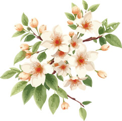 Obraz premium Vector Design of Watercolor Floral Bouquet with Green Leaves