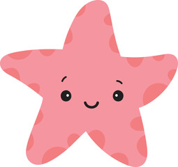 Pink Starfish Cartoon Illustration