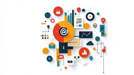 Fototapeta premium An abstract composition showing the fusion of AI and targeted marketing.