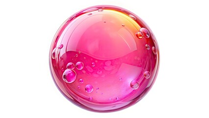 Obraz premium Pink Bubble Sphere Food Photography, Isolated White Background, Sweet Dessert, Candy, Gummy, Jelly, Macaron, Bubblegum, Sphere, Round, Abstract Food