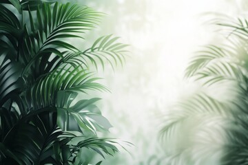 Lush tropical plants illuminated by soft sunlight