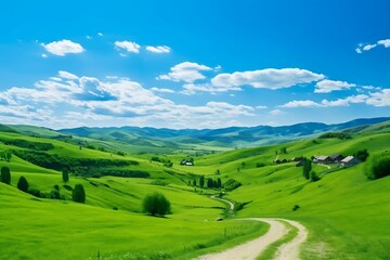 Obraz premium sunny afternoon. wonderful springtime landscape in mountains.