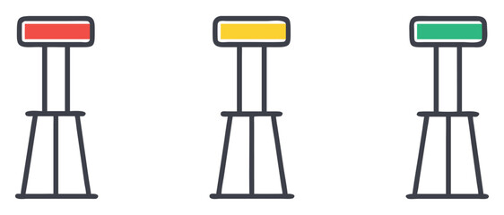 Minimalist Traffic Signal Illustration with Red, Yellow, and Green Indicators