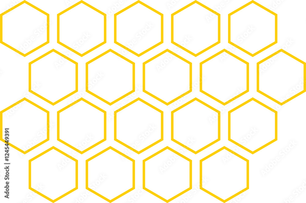 Poster abstract yellow outline honeycomb pattern art can be used background.