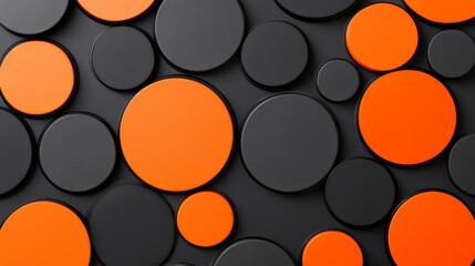 Abstract Orange and Black Circles: A captivating abstract image featuring an array of overlapping black and vibrant orange circles, creating a visually striking and modern design.