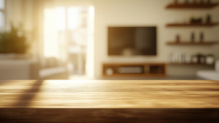 Fictitious indoor furniture, wooden tabletop