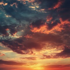 Fototapeta premium Beautiful sunset over the sea. Colorful sky with clouds.