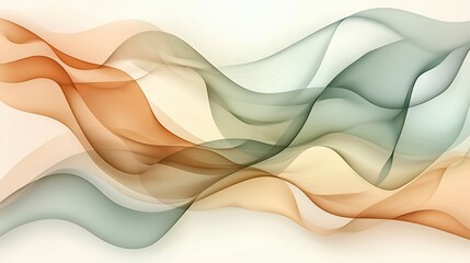 Obraz premium Abstract Peach Brown Green Translucent Waves on White Background