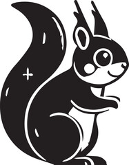 Squirrel vector in black and white