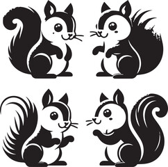Squirrel vector in black and white