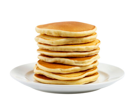 stack of pancakes on a white background