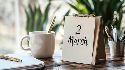 Elegant Desk Calendar with March Date