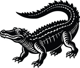 Cute Cocodrilo moving in front of farm vector art illustration