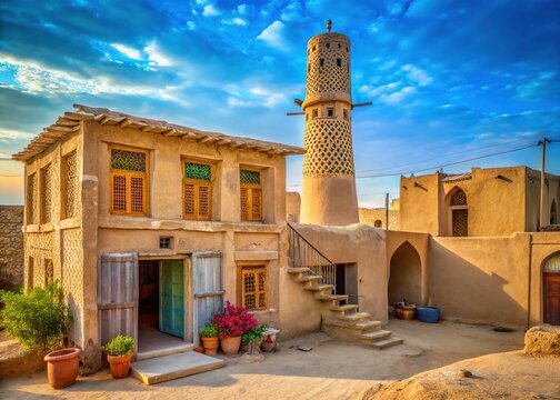 Laft Village, Qeshm Island: Traditional House with Badgir Tower - Long Exposure Photography