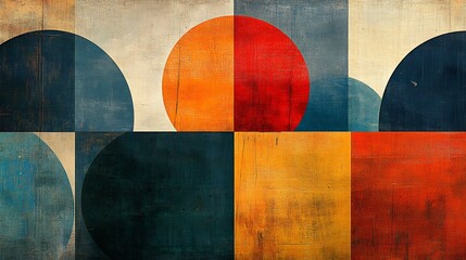 Warm earthy tones create a calming geometric abstract art piece. AI Generated