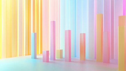 Obraz premium Colorful abstract bars in a bright space.