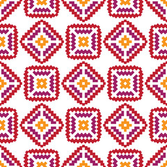 Ethnic geometric fabric pattern Cross Stitch. Ethnic oriental Pixel pattern. Abstract, vector, illustration. design for fashion, fabric, wallpaper and all prints. Texture, clothing, decoration, carpet