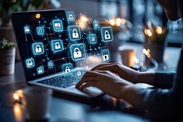 Naklejka premium Implementing a zero-trust model in corporate networks enforces strict verification and access controls continuously.